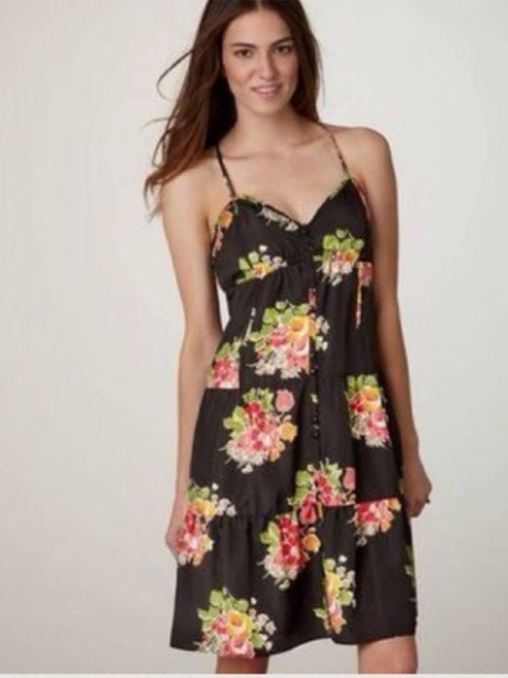 American Eagle Black floral casual dress women size Medium 8